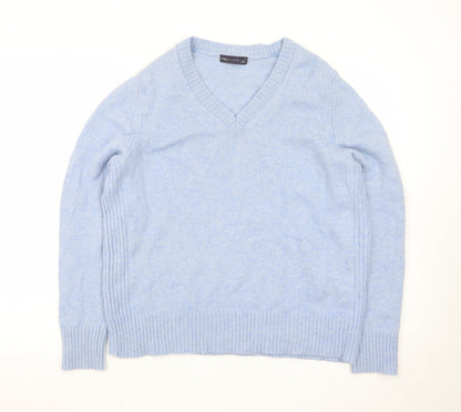 Marks and Spencer Women Blue V-Neck Cashmere Jumper Size 18