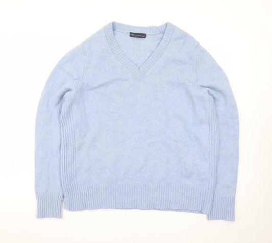 Marks and Spencer Women Blue V-Neck Cashmere Jumper Size 18