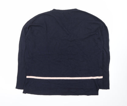 Great Plains Women's Blue Crew Neck Wool Blend Jumper Size S