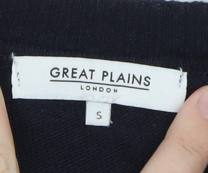 Great Plains Women's Blue Crew Neck Wool Blend Jumper Size S