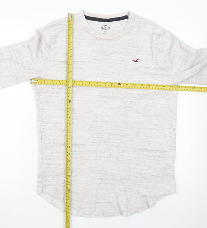 Hollister Men Beige Long Sleeve Crew Neck Classic Fit T-Shirt M