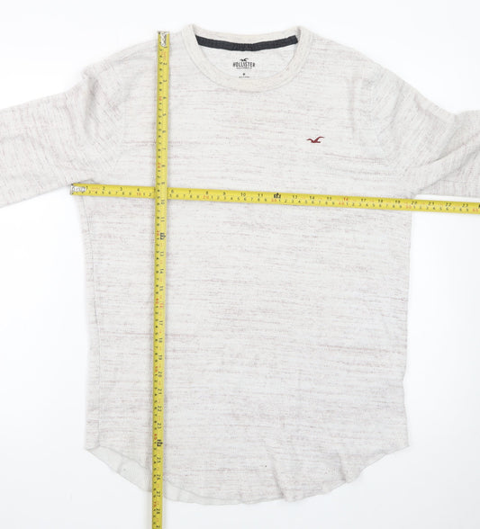 Hollister Men Beige Long Sleeve Crew Neck Classic Fit T-Shirt M