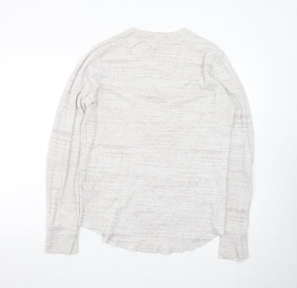 Hollister Men Beige Long Sleeve Crew Neck Classic Fit T-Shirt M