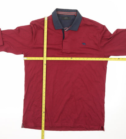 A/W85 Men's Red Long Sleeve Cotton Polo Shirt Size L