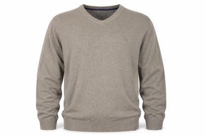 FatFace Men's Brown XXL V-Neck Cotton Jumper Classic Knitwear