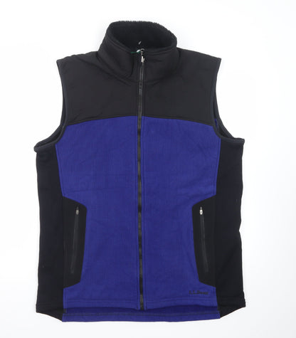 L.L.Bean Men's Blue Black Fleece Bodywarmer Gilet Vest Size L Regular