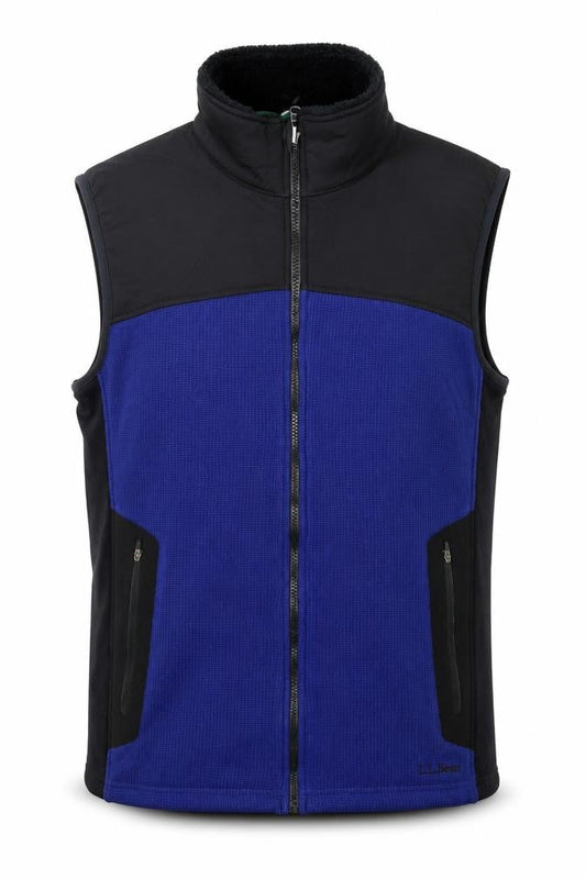 L.L.Bean Men's Blue Black Fleece Bodywarmer Gilet Vest Size L Regular