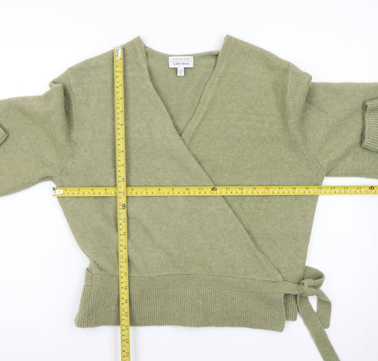 & Other Stories Women Green Wool Cashmere Wrap Jumper S