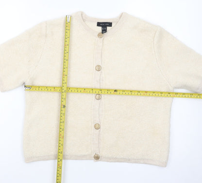 New Look Women Beige Short Sleeve Button Cardigan Size 12