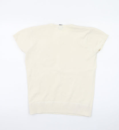 GAP Women Ivory Short Sleeve Knit Pullover Jumper M