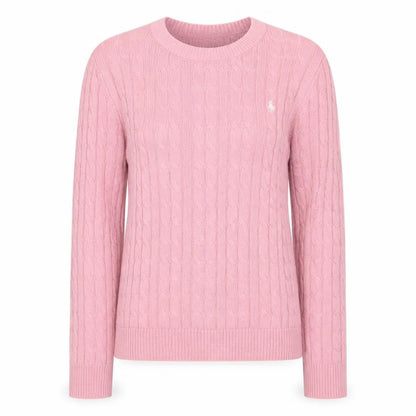 Jack Wills Women's Pink Cable-Knit Cotton Jumper Size 4