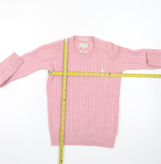 Jack Wills Women's Pink Cable-Knit Cotton Jumper Size 4