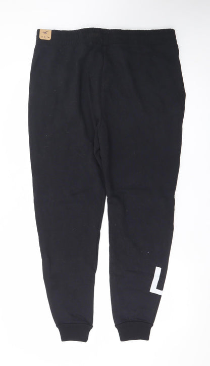Hollister Men’s Black XL Jogger Sweatpants with Logo Print