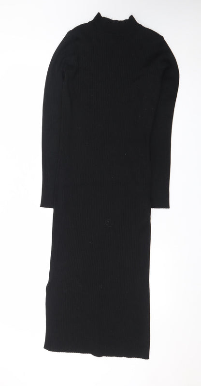 New Look Women's Black Size 12 Knit Bodycon Midi Dress
