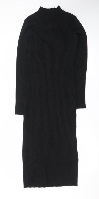 New Look Women's Black Size 12 Knit Bodycon Midi Dress