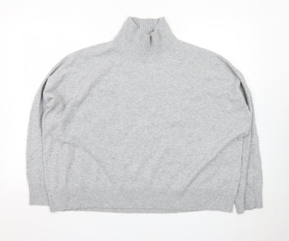 French Connection Women Grey Roll Neck Jumper M Knit Wool Blend