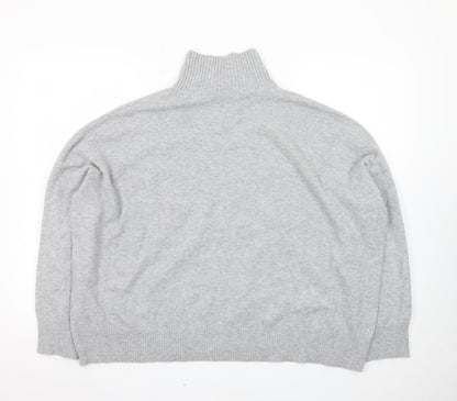 French Connection Women Grey Roll Neck Jumper M Knit Wool Blend