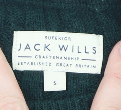 Jack Wills Womens Green Cable-Knit Pullover Jumper Size S