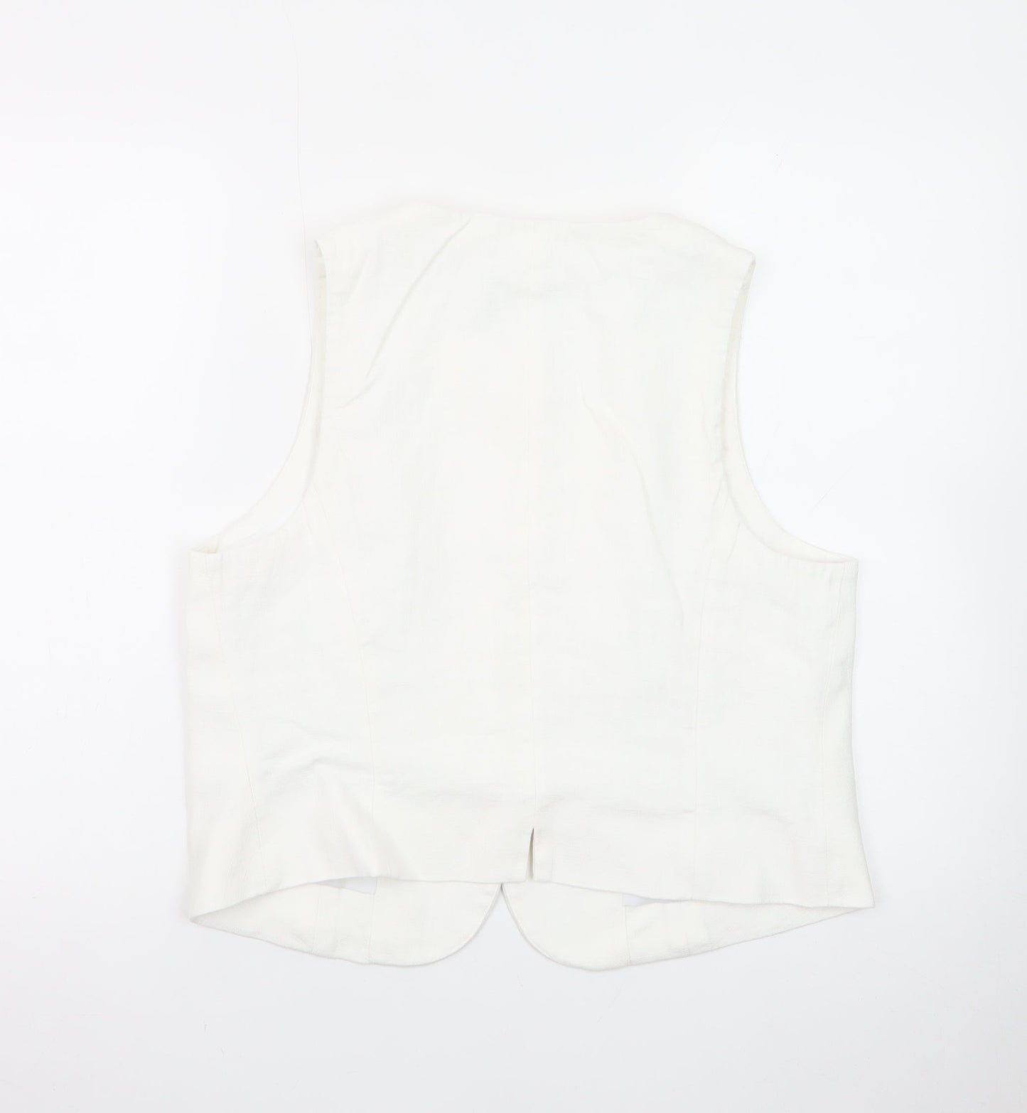 Marks and Spencer Women White Linen Blend Sleeveless Button Blouse Size 16