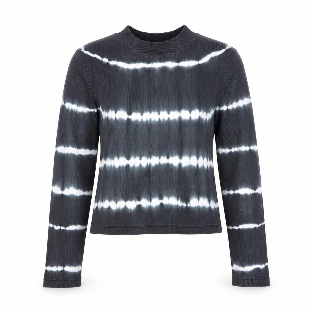ASOS Women’s Black Tie-Dye Cropped Long Sleeve Mock Neck Top Size 12