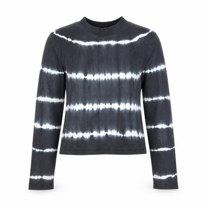 ASOS Women’s Black Tie-Dye Cropped Long Sleeve Mock Neck Top Size 12