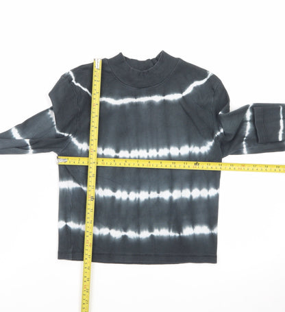 ASOS Women’s Black Tie-Dye Cropped Long Sleeve Mock Neck Top Size 12