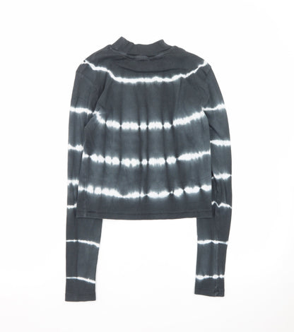 ASOS Women’s Black Tie-Dye Cropped Long Sleeve Mock Neck Top Size 12
