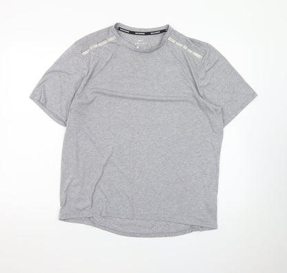 Nike Men's Grey Dri-Fit Running T-Shirt Size L Athletic Fit