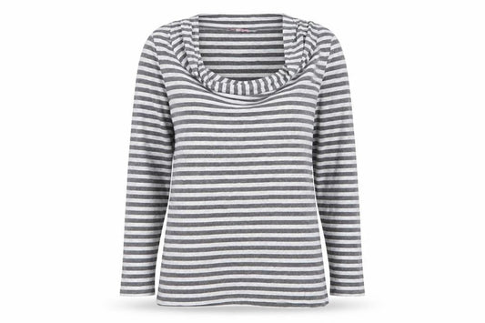 Phase Eight Women’s Grey Striped Cowl Neck Jersey Top Size 12