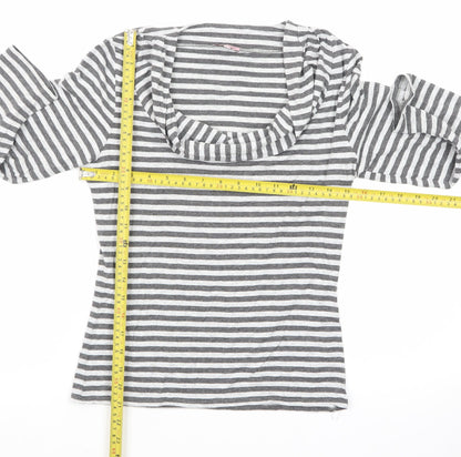 Phase Eight Women’s Grey Striped Cowl Neck Jersey Top Size 12