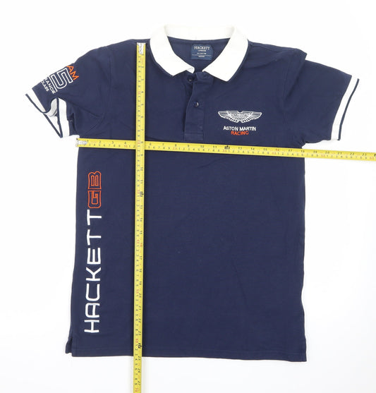 Hackett Aston Martin Racing Men's Blue Cotton Polo Shirt M