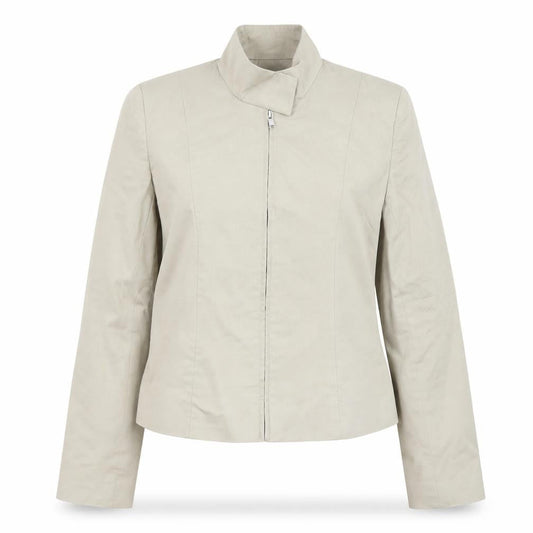 Warehouse Women’s Beige Zip-Up Cotton Blend Short Jacket UK 12