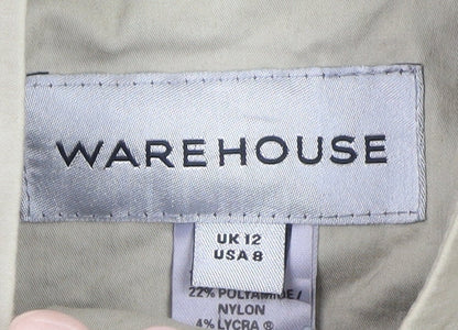 Warehouse Women’s Beige Zip-Up Cotton Blend Short Jacket UK 12