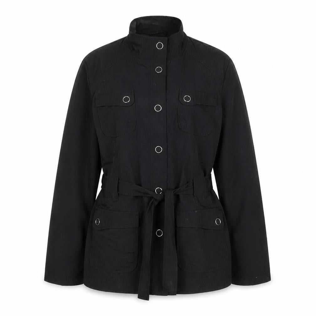 BHS Womens Black Military Style Belted Jacket Size 16