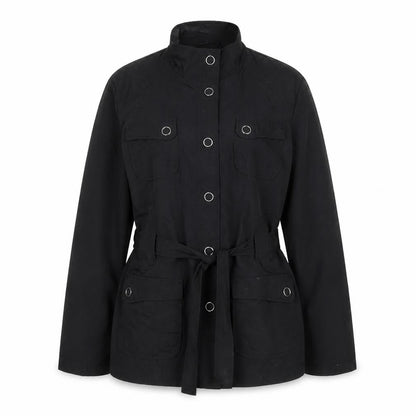 BHS Womens Black Military Style Belted Jacket Size 16