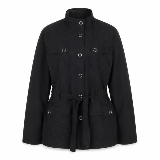 BHS Womens Black Military Style Belted Jacket Size 16
