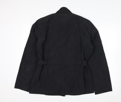 BHS Womens Black Military Style Belted Jacket Size 16
