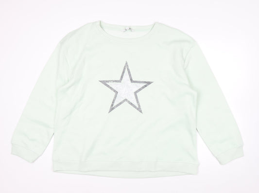 Bonmarché Women’s Mint Green Star Sweatshirt Size 18 Polyester Cotton Blend