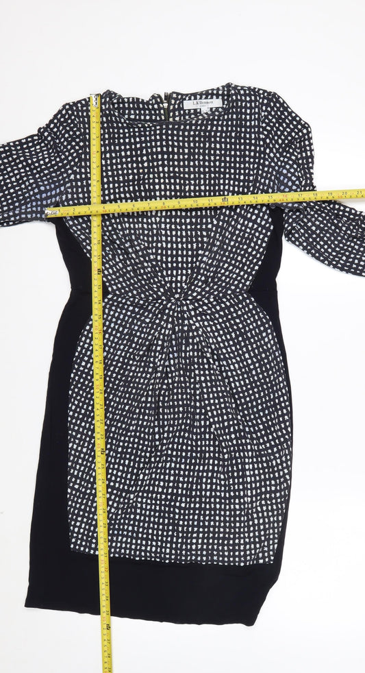 L.K. Bennett Women Black Geometric Sheath Dress Size 10