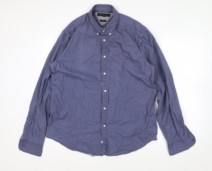 Tommy Hilfiger Men's Blue Check Cotton Button-Down Shirt XL