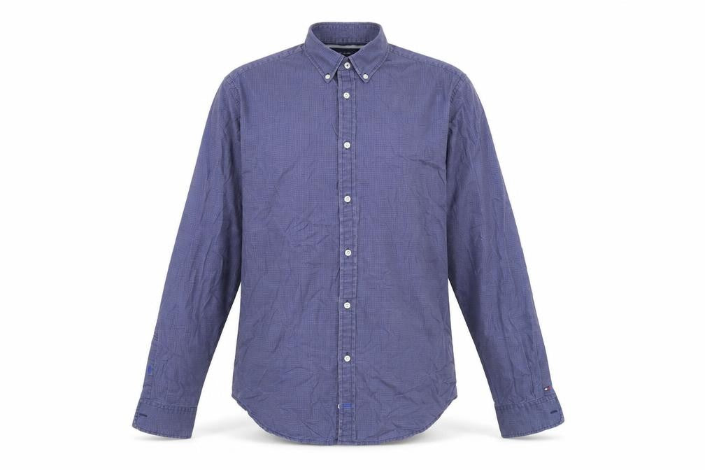 Tommy Hilfiger Men's Blue Check Cotton Button-Down Shirt XL