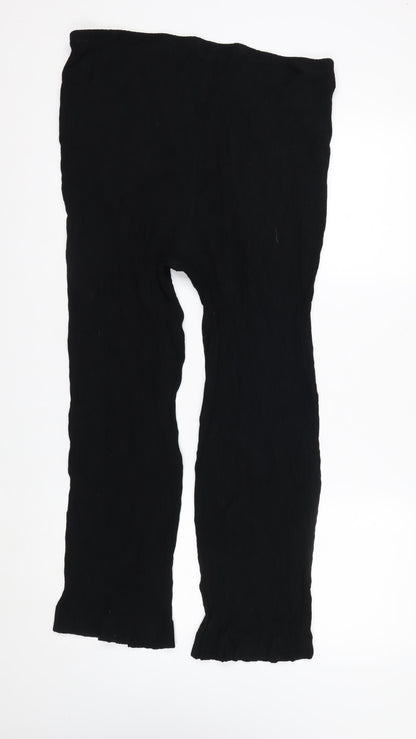 Marks and Spencer Women Black Size 18 Short Elastic Waist Trousers
