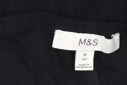 Marks and Spencer Women Black Size 18 Short Elastic Waist Trousers