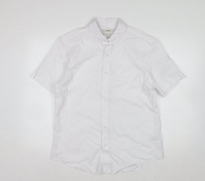 Marks and Spencer Men’s White Linen Blend Short Sleeve Button-Up Shirt M