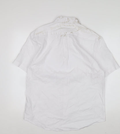 Marks and Spencer Men’s White Linen Blend Short Sleeve Button-Up Shirt M
