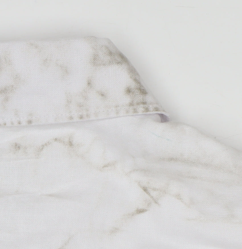 Marks and Spencer Men’s White Linen Blend Short Sleeve Button-Up Shirt M