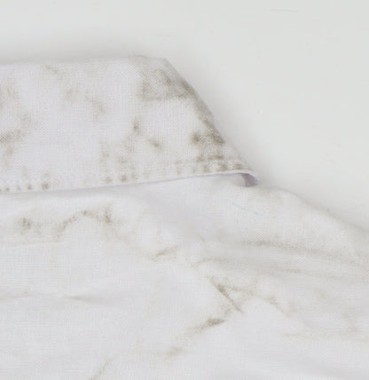 Marks and Spencer Men’s White Linen Blend Short Sleeve Button-Up Shirt M