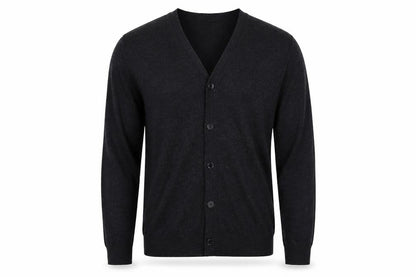Mango Men Black Wool V-Neck Cardigan L Lightweight Knit