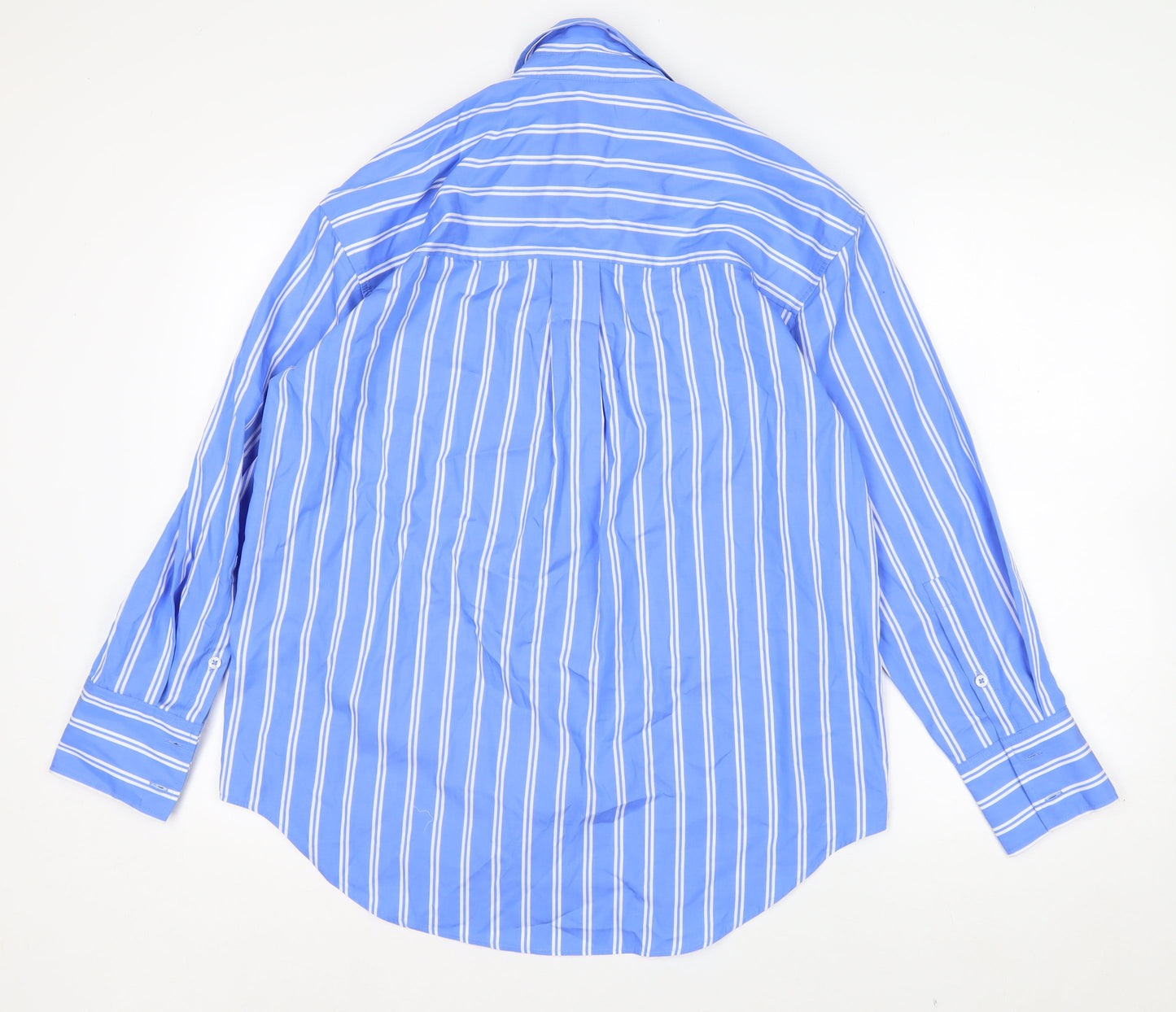 Marks and Spencer Womens Blue Striped Cotton Button-Up Shirt Size 8