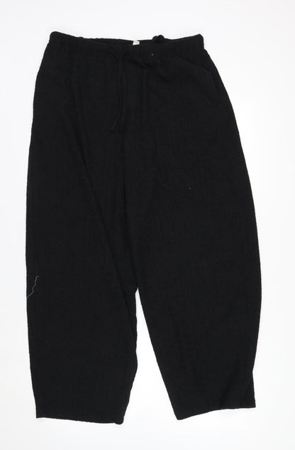 Marks and Spencer Women’s Black Cropped Knit Wide-Leg Trousers Size 12
